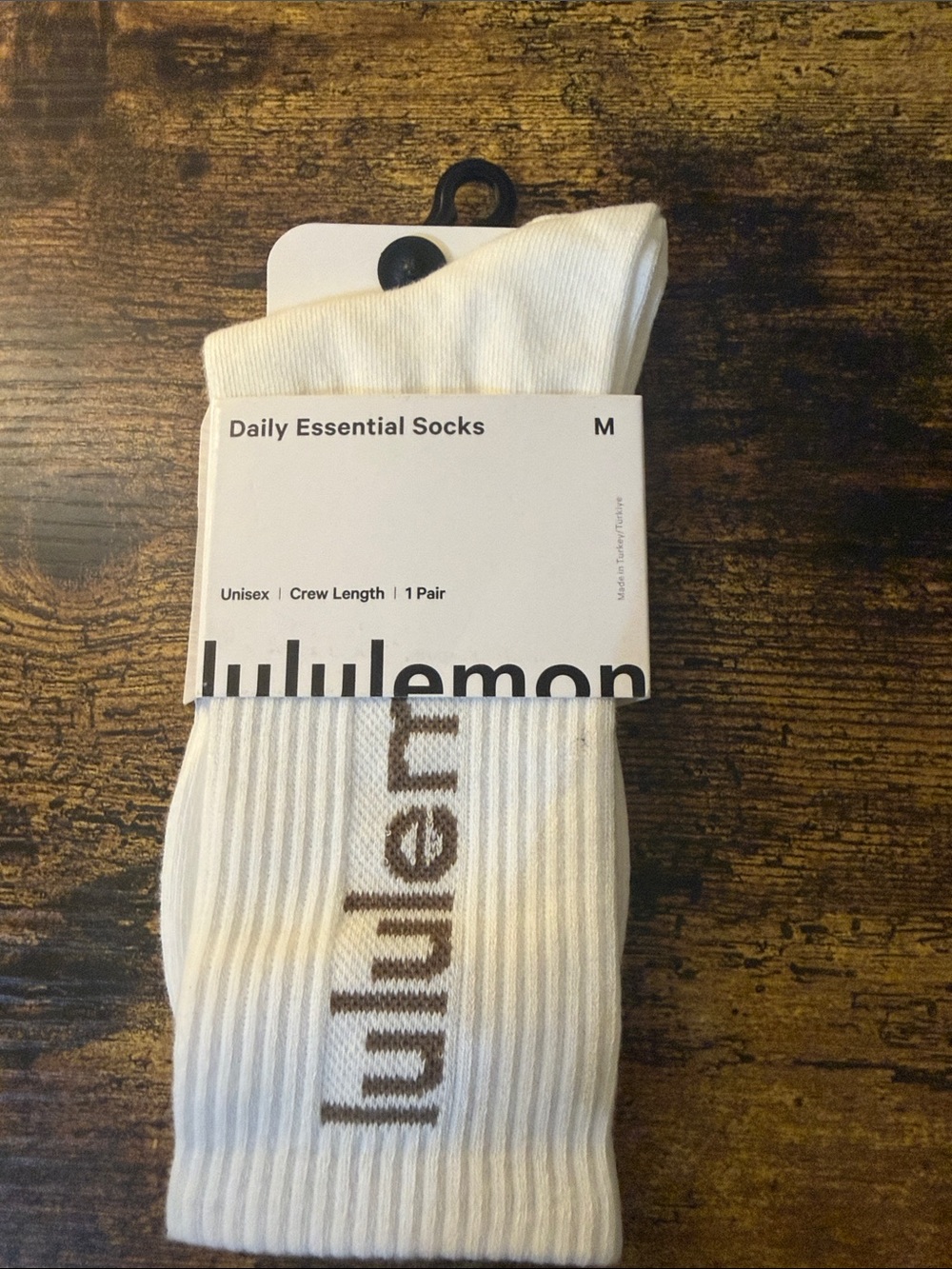 lululemon athletica White Crew Socks with Brown Logo